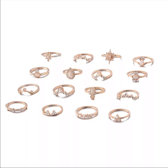 • Iris • 16pc Gold Tone Ring Set - Picture 2 of 4